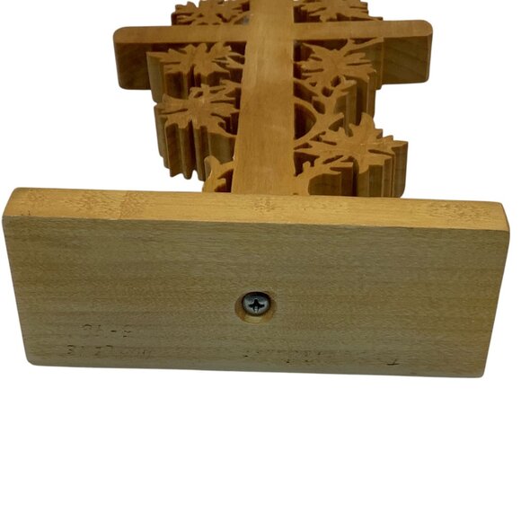 Vtg Easter Rustic Handcrafted Wooden Cross With Vine Detailing 8.25” x 4.75” - Picture 3 of 5